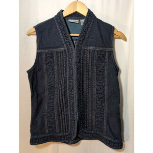 Chico's Platinum Denim Sleeveless Top, Hook/Eye Closure, Great Detail. Size 0/S